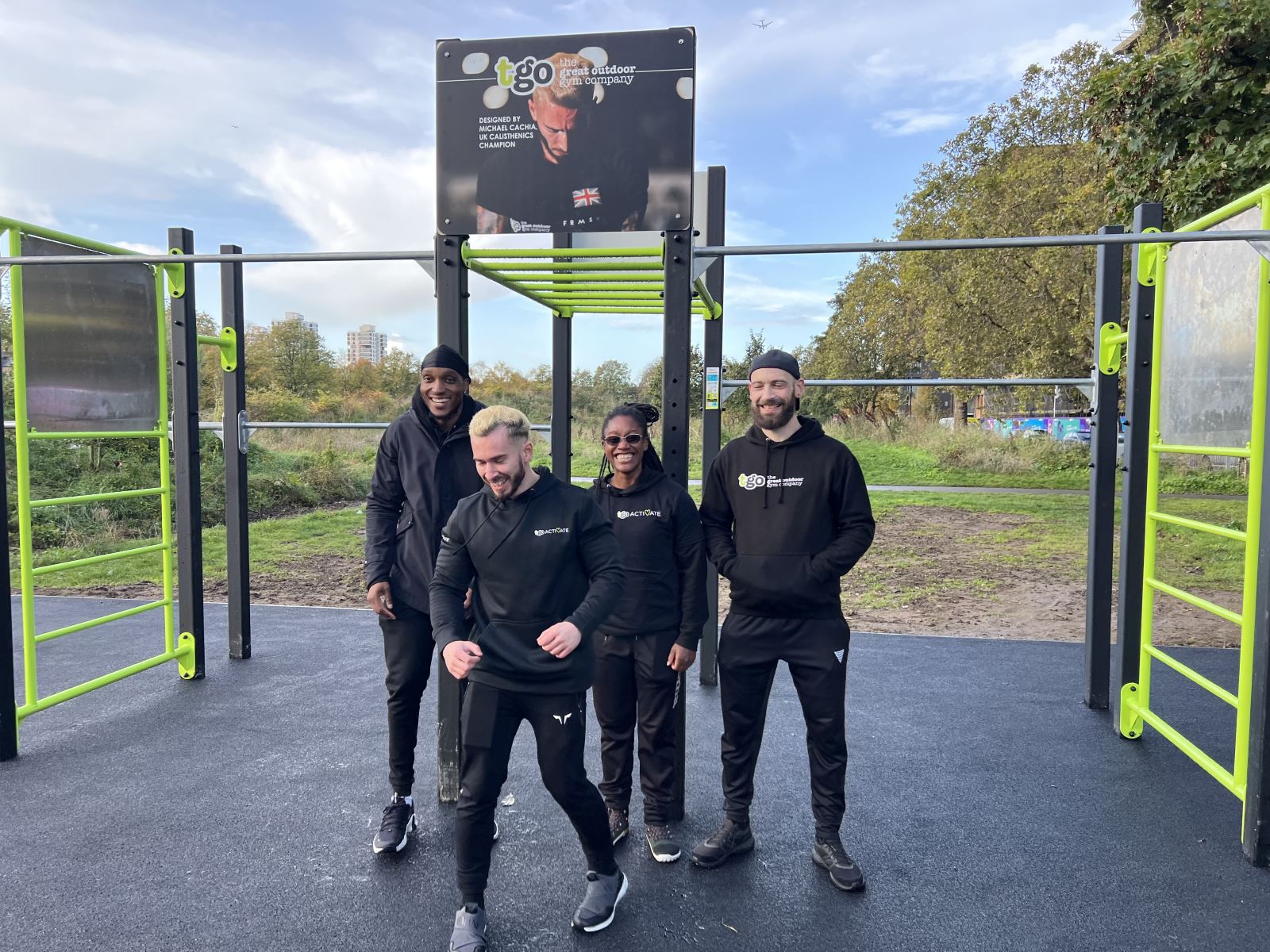 Four people at Burgess Park gym
